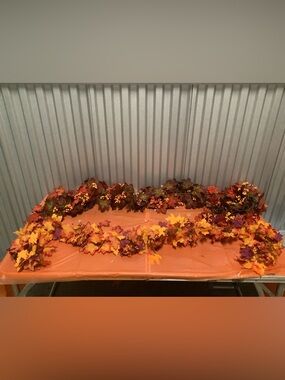 Autumn Leaf Garland - Orange and Brown Fall Decor